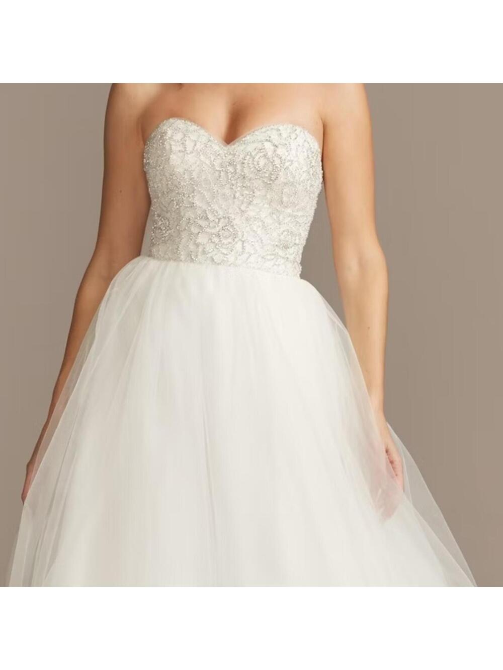 NWT - Vera Wang Strapless Crystal Floral Bodice Wedding Dress - Picture 2 of 5